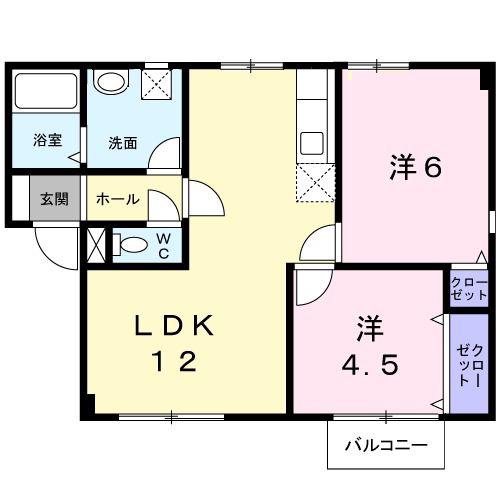 プラドールみやび(2LDK/1階)の間取り写真