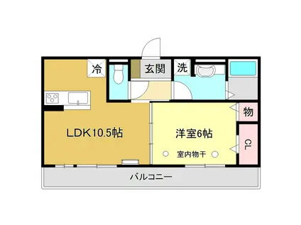 グランドール天神II(1LDK/3階)の間取り写真