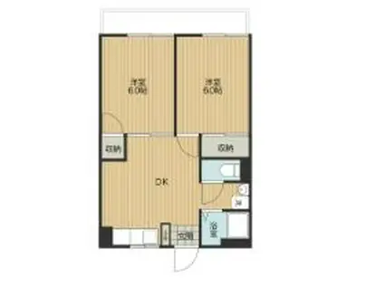 渡来ビル(2DK/1階)の間取り写真