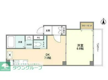 グランデール元住吉(1DK/1階)の間取り写真