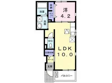 フローレスタタウンA(1LDK/1階)の間取り写真