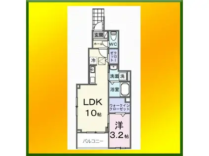 ピースフルIII(1LDK/1階)の間取り写真