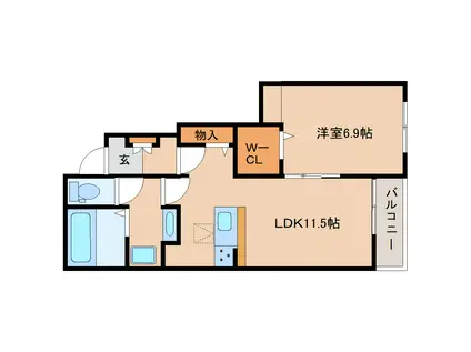 フラン・ソレイユ 学園前(1LDK/1階)の間取り写真