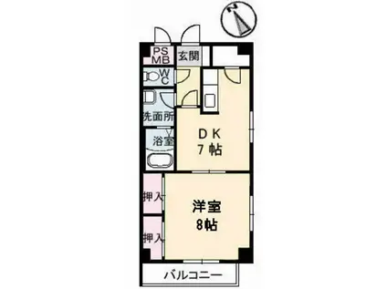 クレシェンド16(1DK/4階)の間取り写真