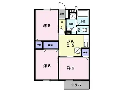 ＪＲ山陽本線 里庄駅 徒歩2分 2階建 築30年(3DK/1階)の間取り写真