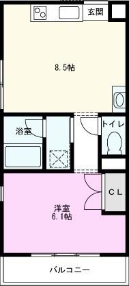 THE ORCHARD YAHATA B棟(1LDK/2階)の間取り写真