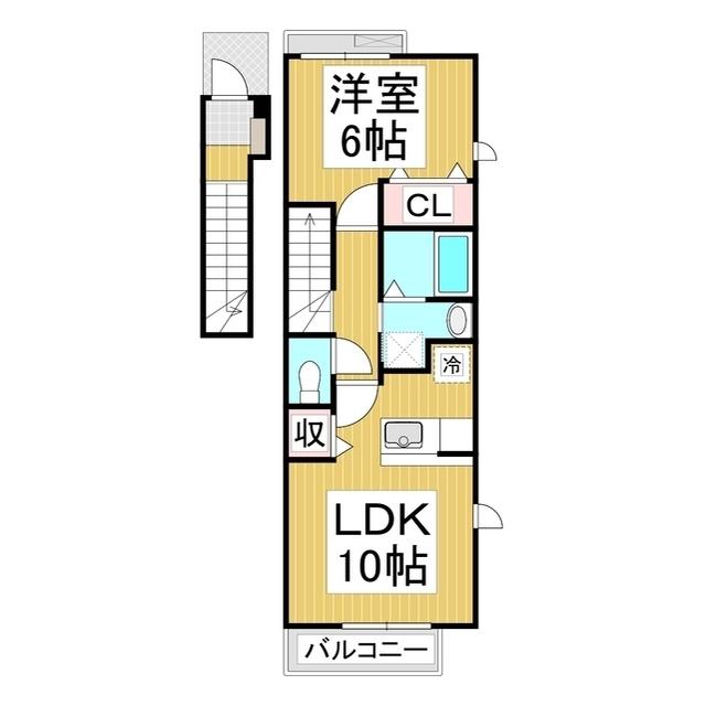 メゾンリヴェール(1LDK/2階)の間取り写真