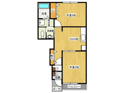 ソレイユ森宿(2DK/1階)の間取り写真