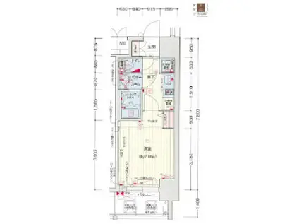 プレサンス三宮ディライト(1K/2階)の間取り写真