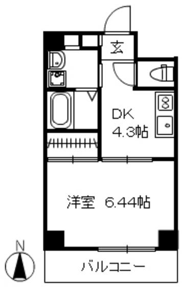 ラパーズタカタ(1DK/3階)の間取り写真