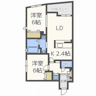 SOLEADO南4条(2LDK/5階)の間取り写真