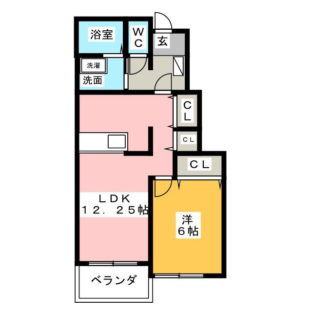 メゾン ローレル(1LDK/1階)の間取り写真