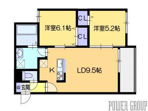 NFP千歳(2LDK/3階)の間取り写真