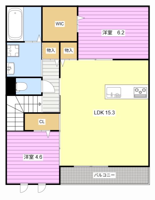 エルガーデン早出(2LDK/2階)の間取り写真