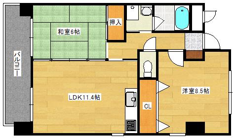 エスコモド18(2LDK/3階)の間取り写真