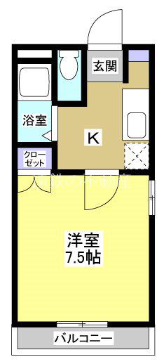 エスポワールI(1K/1階)の間取り写真