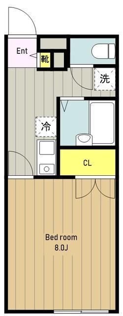 アムールCIEL(1K/1階)の間取り写真