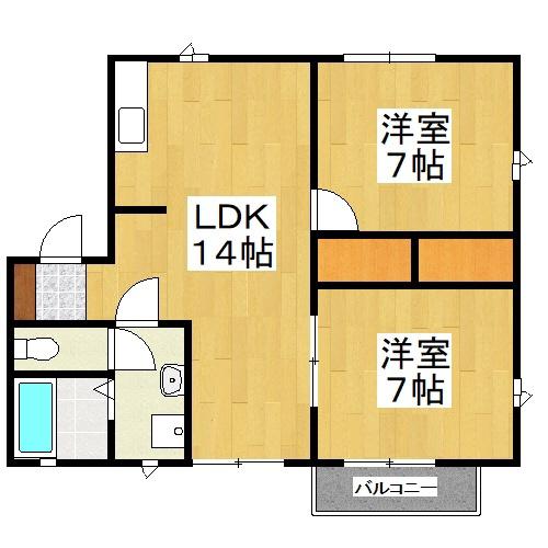 アーバンハイツ中井A(2LDK/2階)の間取り写真