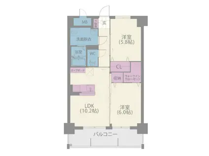 フェリシアス(2LDK/6階)の間取り写真