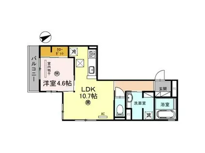 D-ROOMいえまる(1LDK/1階)の間取り写真