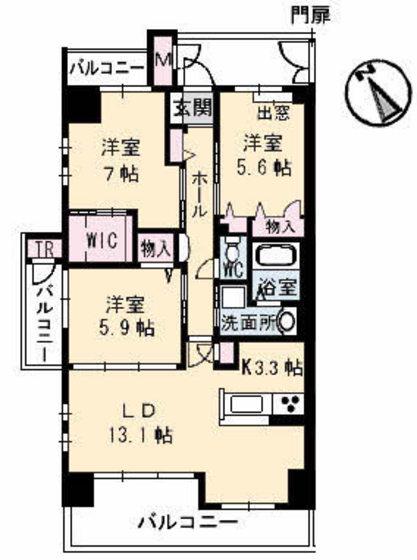 スカイアヴェニュー(3LDK/9階)の間取り写真