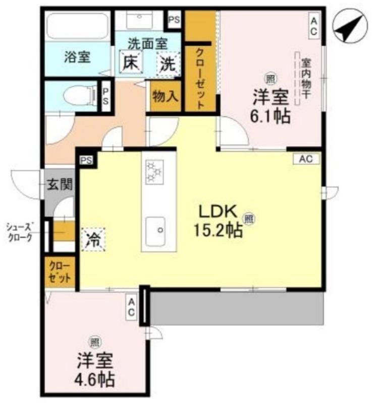 ラ メゾン ピック 中百舌鳥II(2LDK/1階)の間取り写真