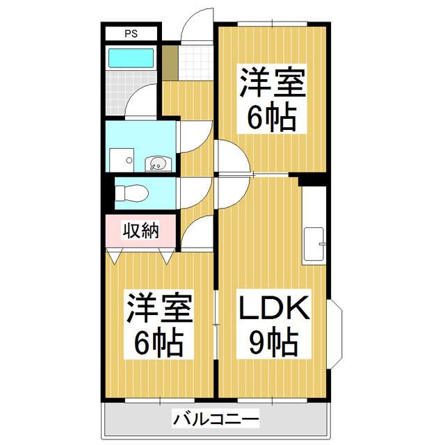 LIMPIAグランドパーク早川(2LDK/4階)の間取り写真