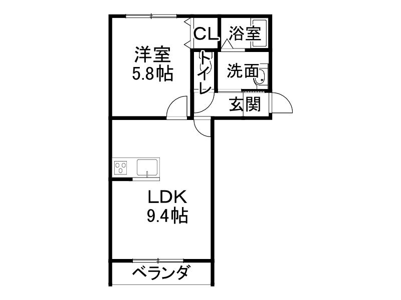 NOON イースト(1DK/3階)の間取り写真