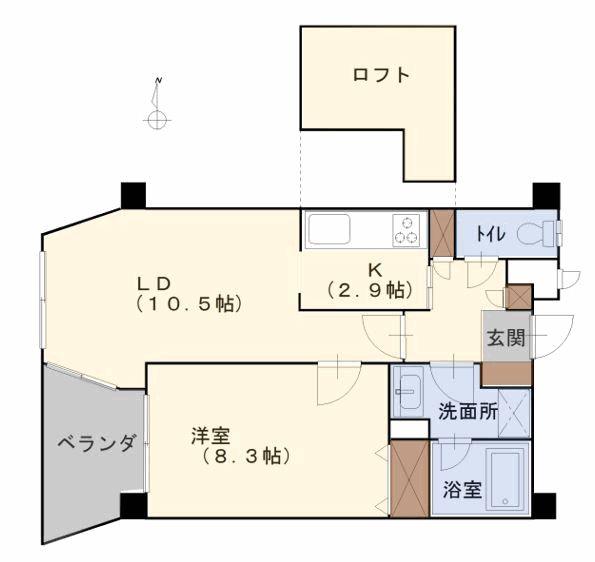 メイクスA棟(1LDK/4階)の間取り写真