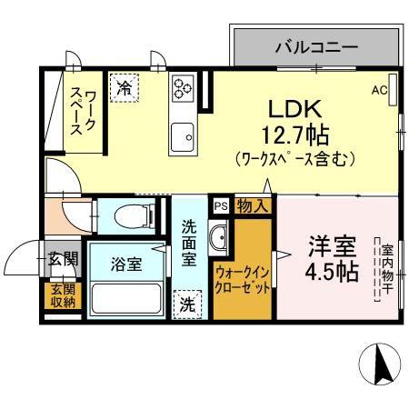 ハムステッドガーデン(1LDK/2階)の間取り写真
