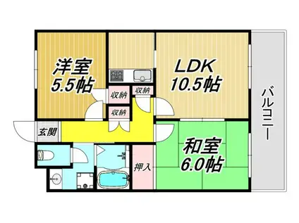 セラヴィ山手(2LDK/8階)の間取り写真