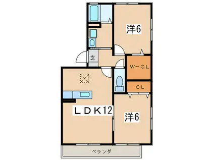 コンチェルトIII(2LDK/3階)の間取り写真