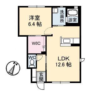 ガーデンクレスD棟(1LDK/1階)の間取り写真