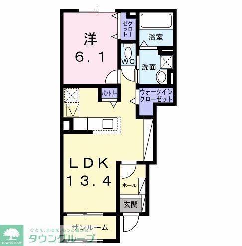 レスポワール B(1LDK/1階)の間取り写真