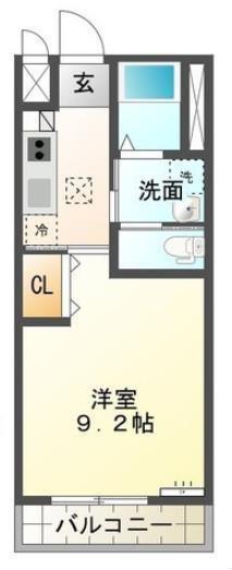 パシフィコII(1K/1階)の間取り写真