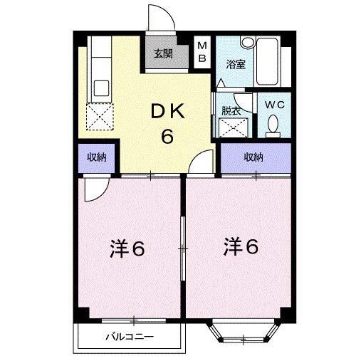 レジデンス名奈(2DK/2階)の間取り写真