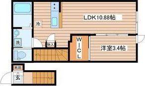 グランヴィラ八本松(1LDK/2階)の間取り写真