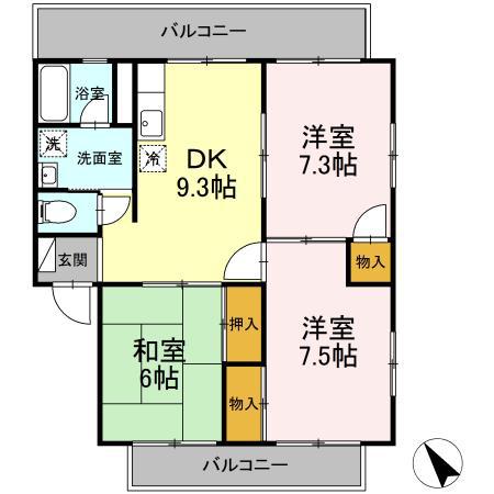 オリヴィエ東川口(3DK/1階)の間取り写真