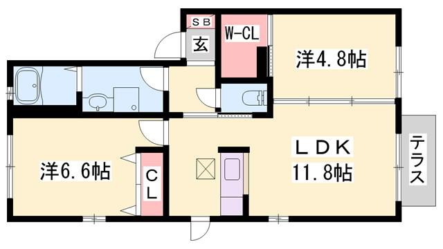 ちどり館(2LDK/1階)の間取り写真