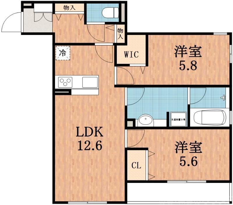 グランエスポワール寿(2LDK/1階)の間取り写真