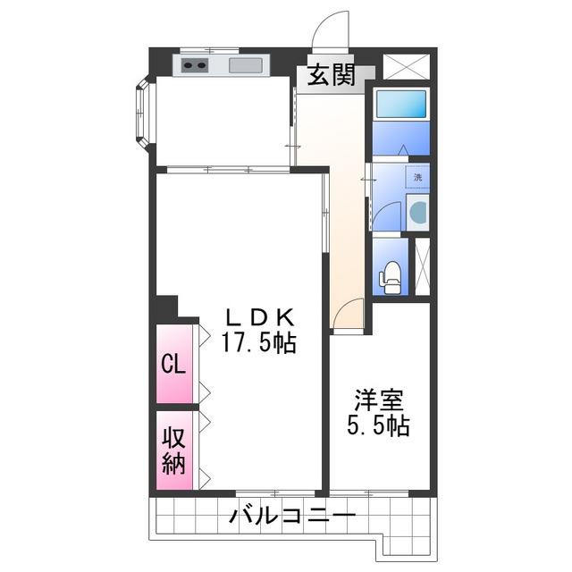 ハイツカドゼン(1LDK/4階)の間取り写真