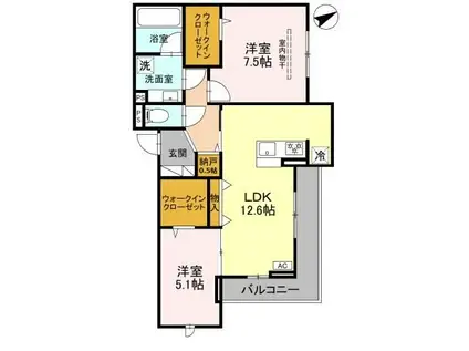 ヴェントプーロ東松山(2LDK/3階)の間取り写真