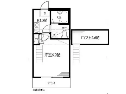 メゾン・ド・ヴィオロン(1K/1階)の間取り写真