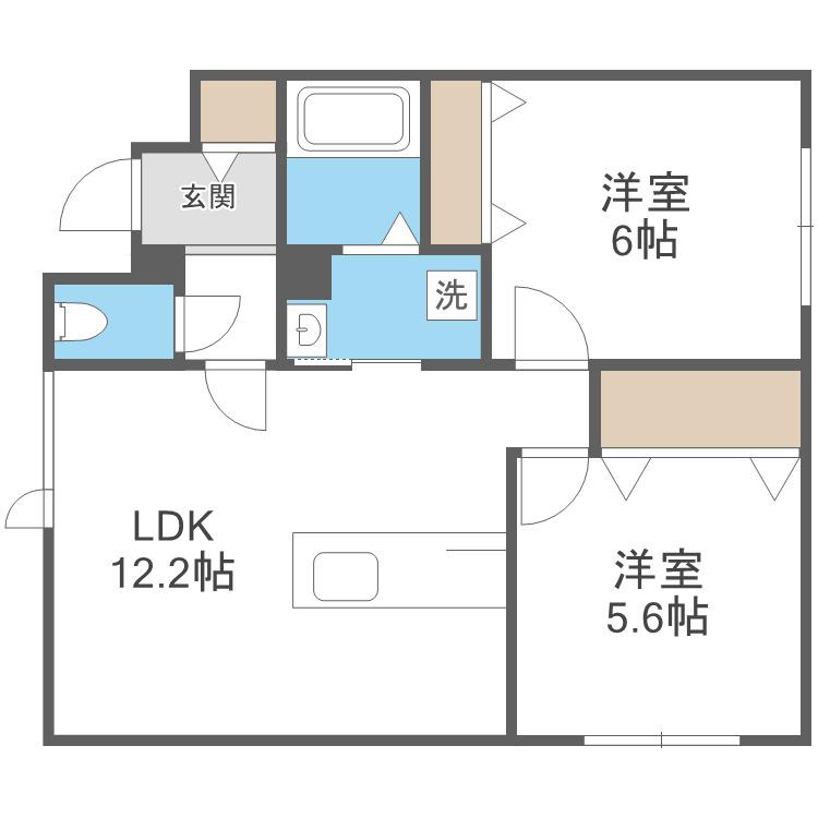 EIE月寒西(2LDK/3階)の間取り写真