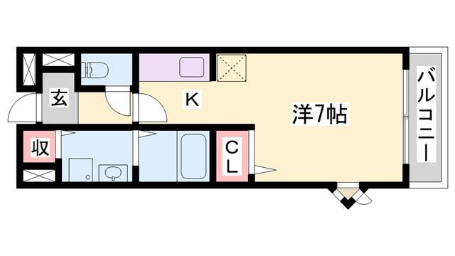 タウニー北条Ⅰ(1K/2階)の間取り写真