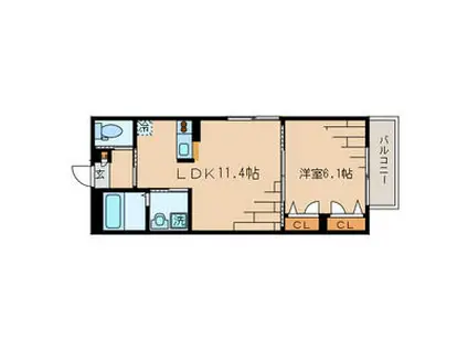 ダイヤモンドムーン(1LDK/1階)の間取り写真