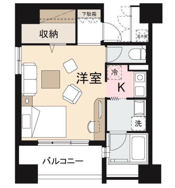 ヴィラフリーデ瓦町(1K/3階)の間取り写真