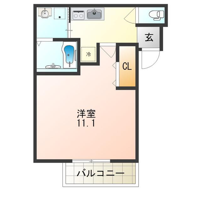フジパレス吹田III番館(1K/2階)の間取り写真