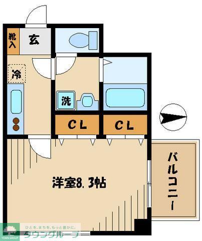 サンパティーク(1K/3階)の間取り写真