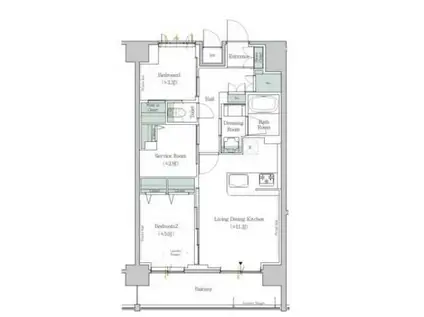 ワンルーフレジデンス台東根岸(2SLDK/11階)の間取り写真